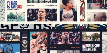 Jugadores de la NBA en un partido en Europa