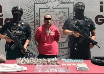 Detenido asaltante en García, NL con drogas