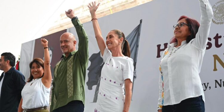Claudia Sheinbaum en evento sobre programas sociales en Monterrey