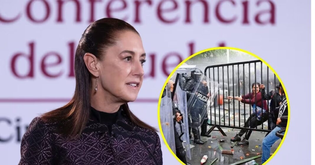 Sheinbaum reprueba uso de chorros de agua y gases en protesta por el agua en Guadalajara y exige a Lemus explicar detenciones